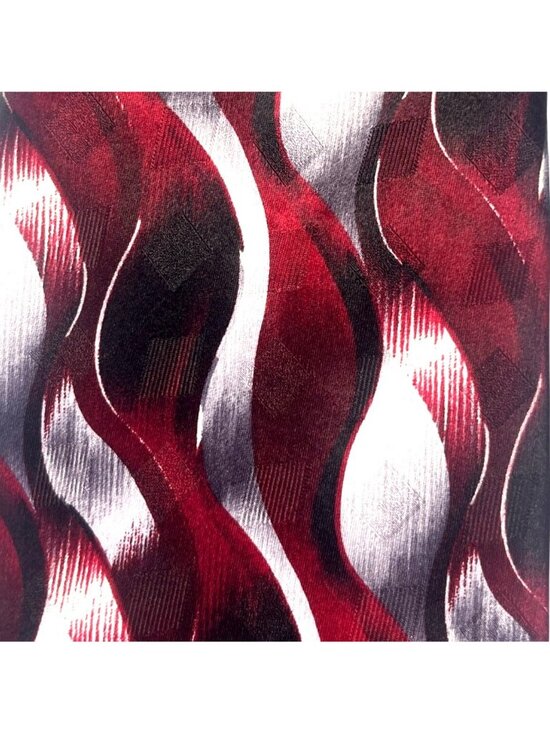 Vintage Pierre Cardin Luxury Designer Mens Silk Tie Red & Silver Wavy (3/$15) - Picture 5 of 8